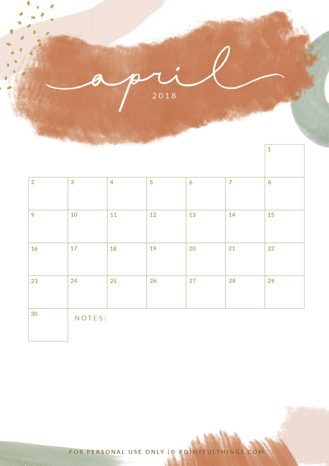 Printable | Kalender 2018 - Pointful Things